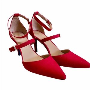 A New Day Red D’orsay Double Strap Heels Size 7.5